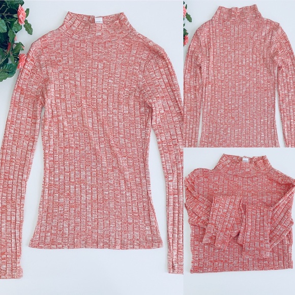 ADC Sweaters - Marled Pink & White Mock Neck Sweater